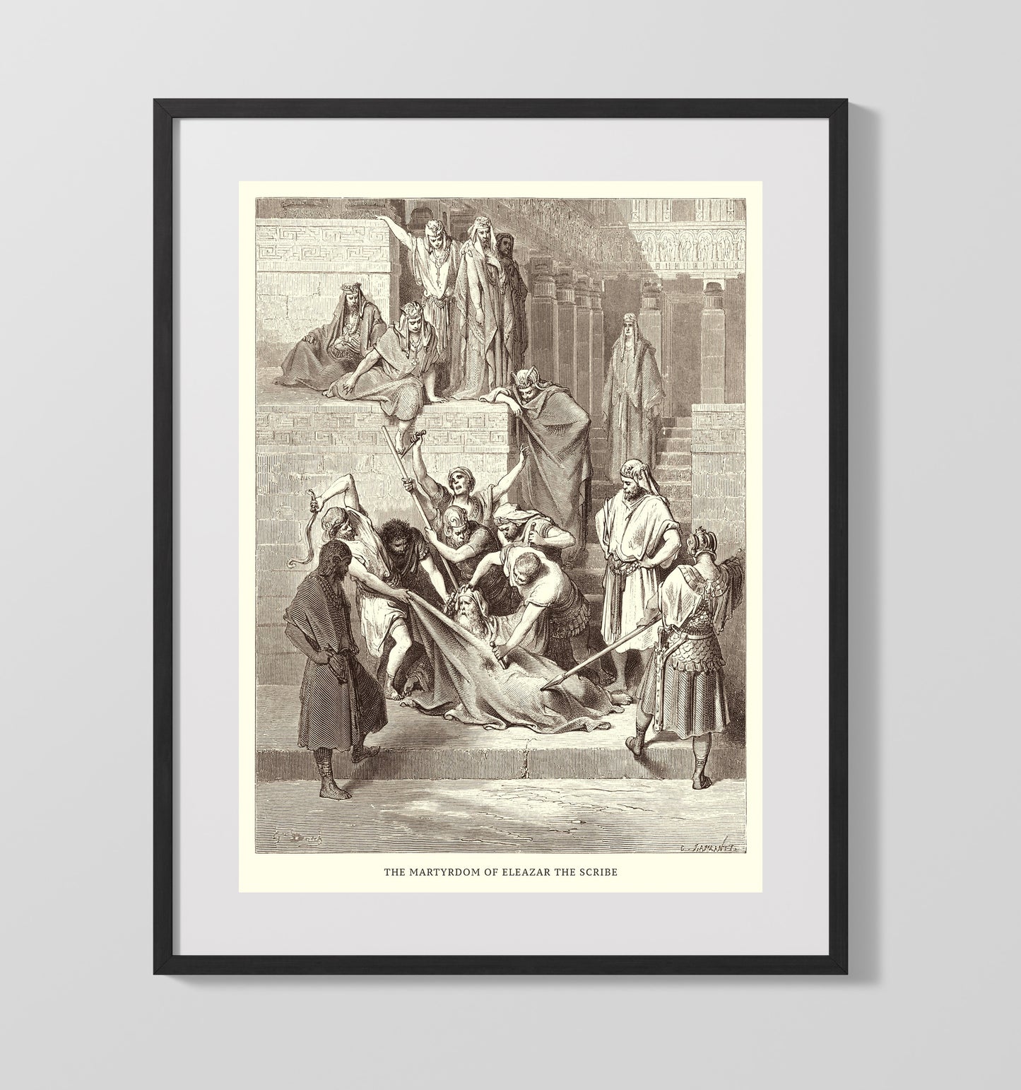Heliodorus Is Cast Down 2 Maccabees 3:24-28 by Gustave Doré 16x20 Gallery Frame Bible illustration wall art