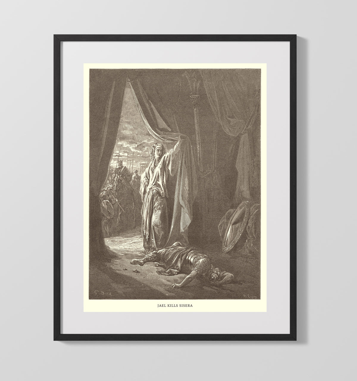 Jael Kills Sisera Judges 4:21 by Gustave Doré 16x20 Gallery Frame Bible illustration wall art