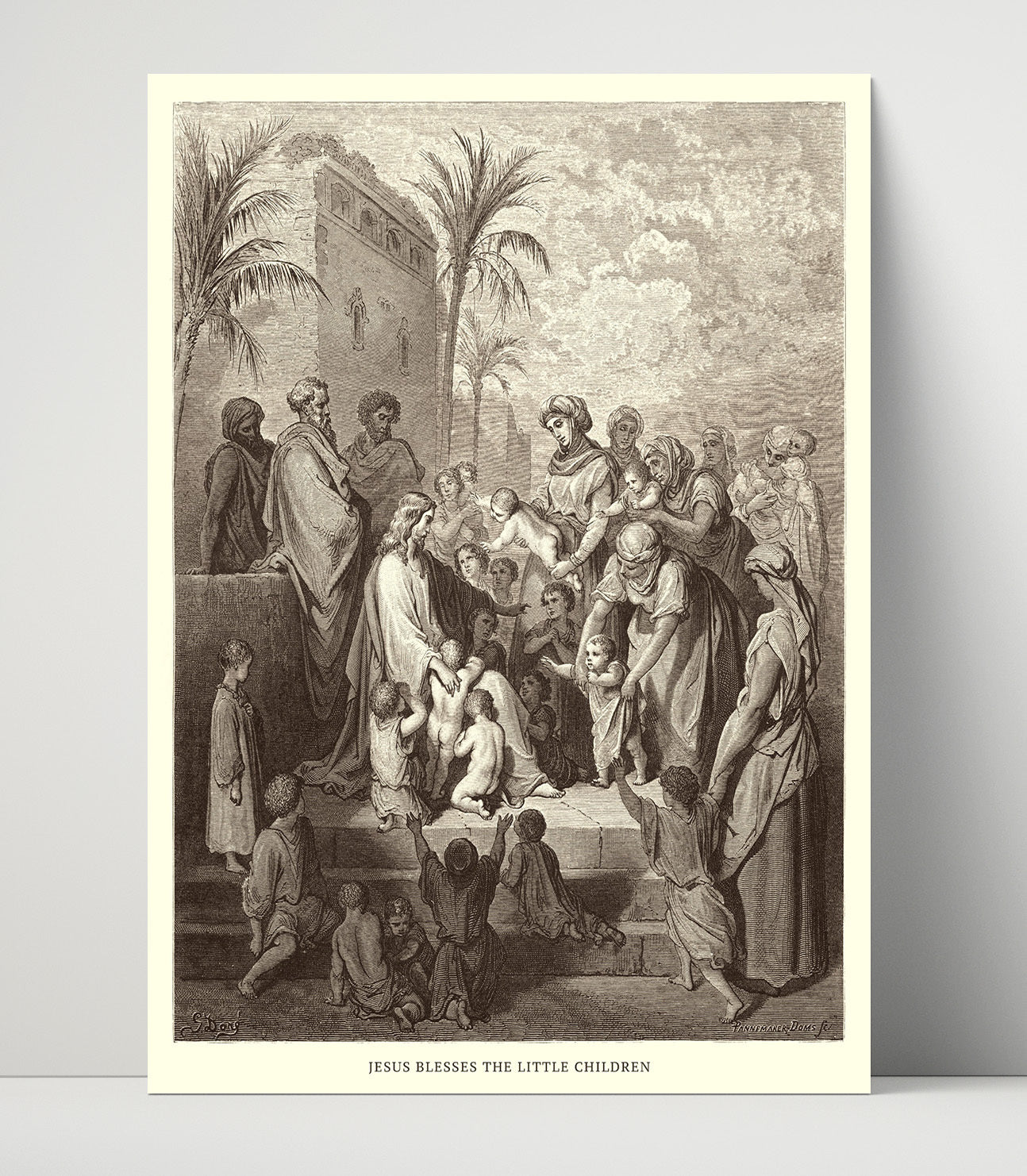 Jesus Blesses the Little Children Matthew 19:13-15 Dore Bible Illustration Wall Art 16x20 Unframed Print wall art print