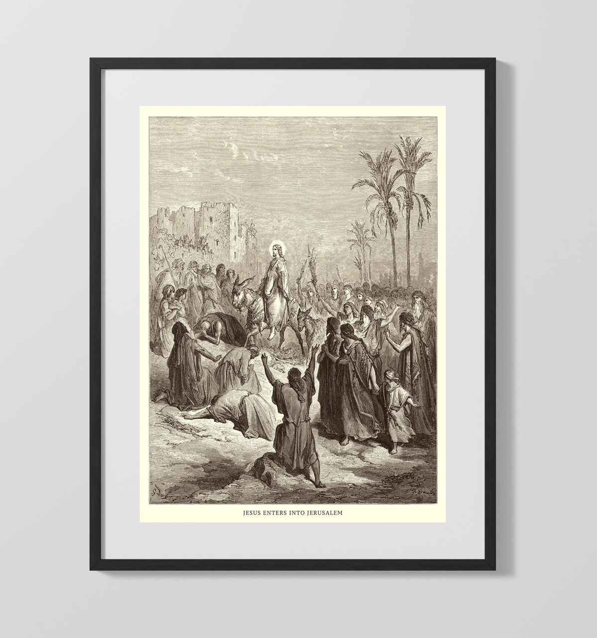 Jesus Feeds the Multitudes Matthew 14:13-21 by Gustave Doré 16x20 Gallery Frame Bible illustration wall art