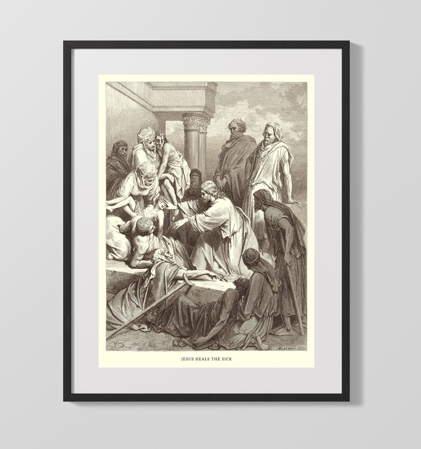 Jesus Heals a Paralytic Matthew 9:1-8 by Gustave Doré 16x20 Gallery Frame Bible illustration wall art
