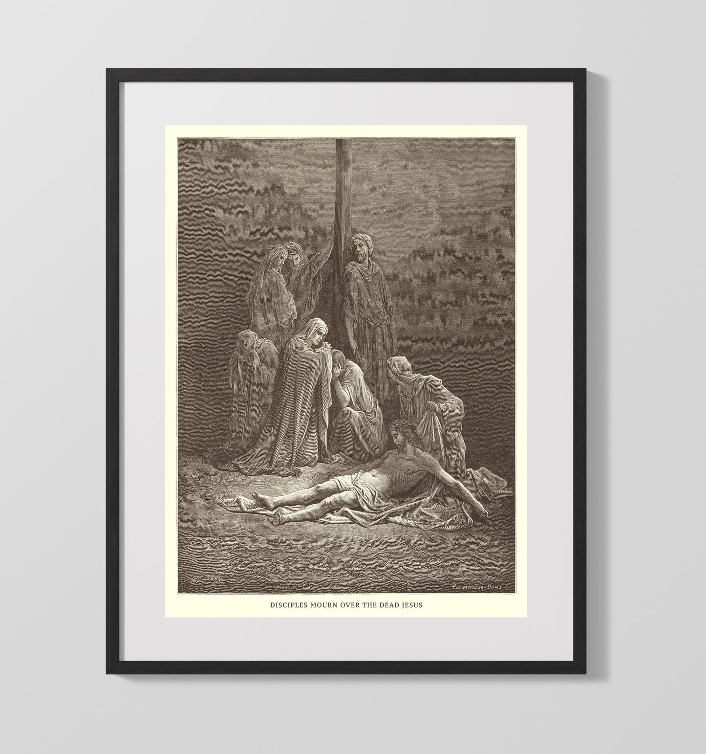 Jesus Is Buried in the Tomb Matthew 27:57-61 by Gustave Doré 16x20 Gallery Frame Bible illustration wall art