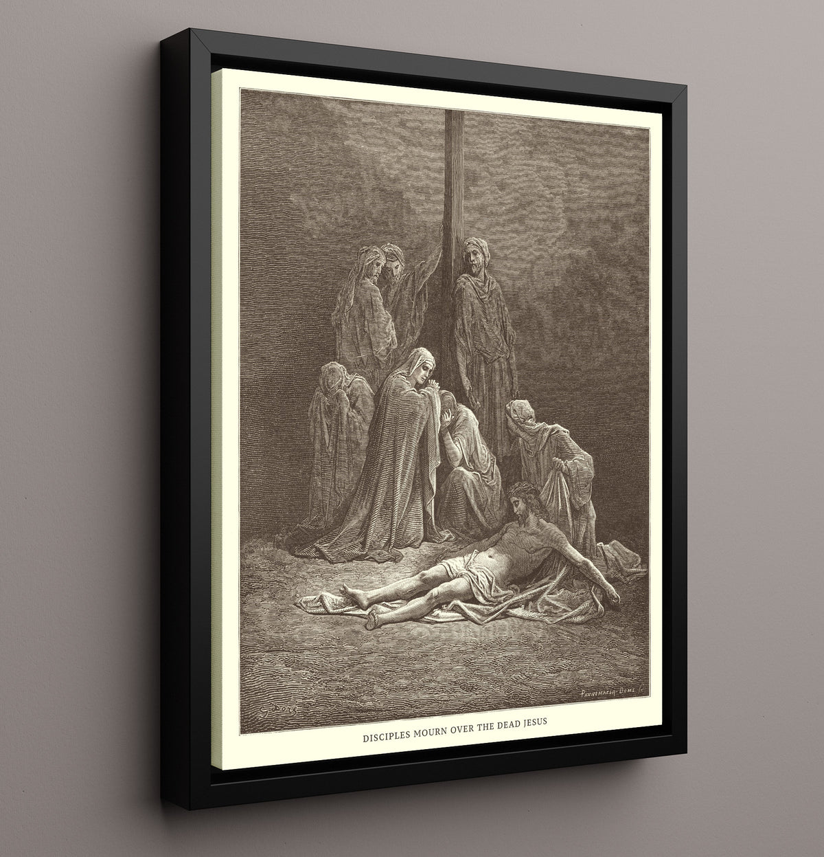 Jesus Is Buried in the Tomb - Matthew 27:57-61 - Doré - 16x20 Framed Canvas