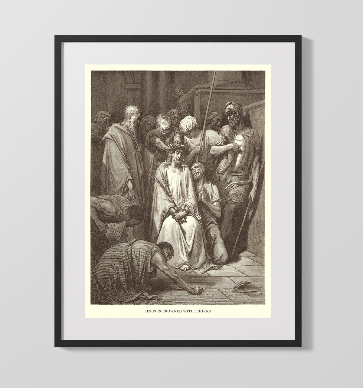 Jesus Is Crowned with Thorns Matthew 27:27-31 by Gustave Doré 16x20 Gallery Frame Bible illustration wall art