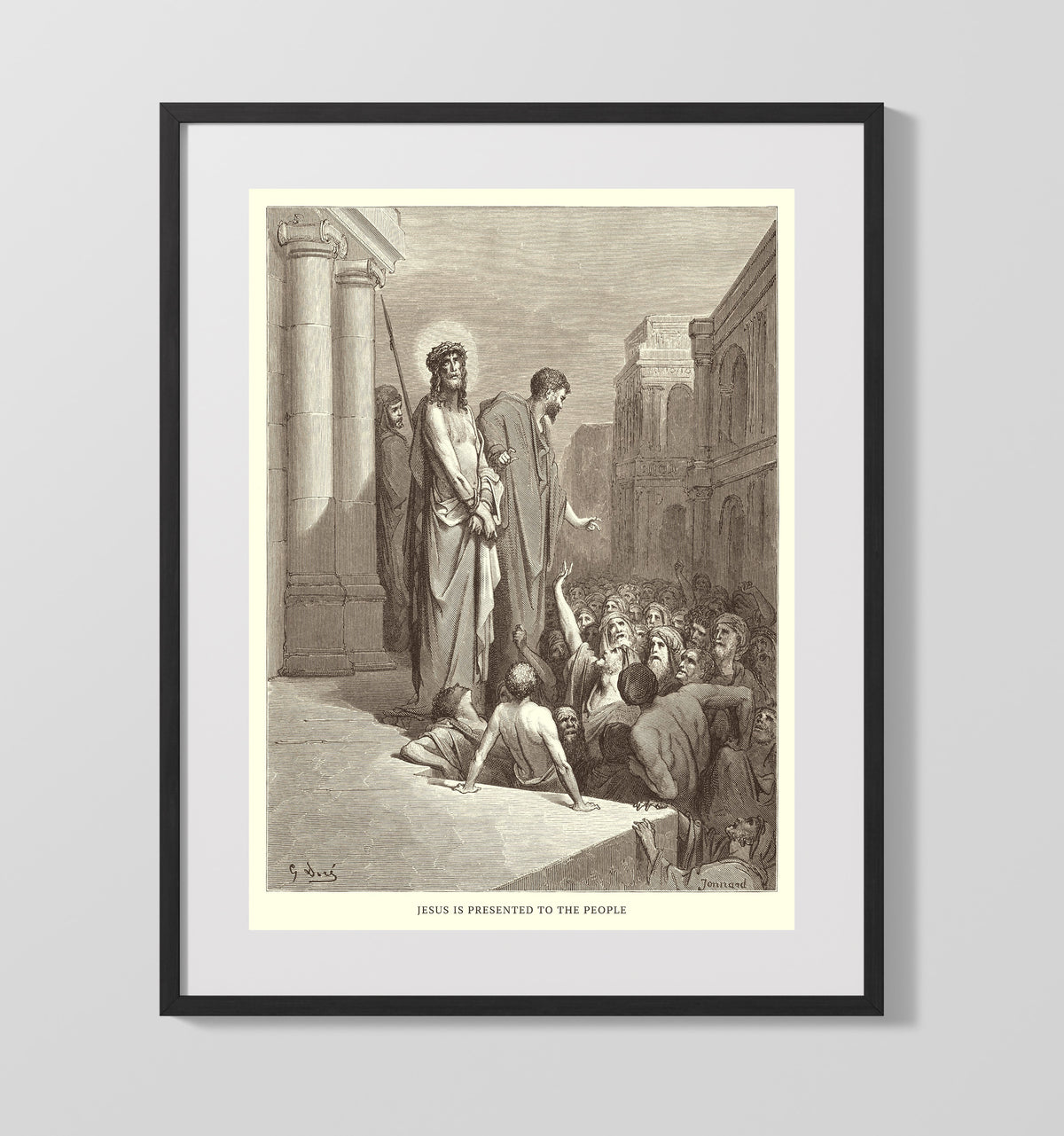 Jesus Is Nailed to the Cross John 19:18 by Gustave Doré 16x20 Gallery Frame Bible illustration wall art