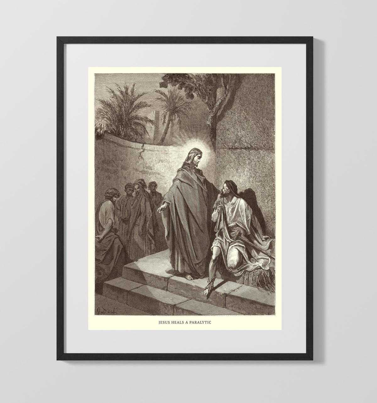 Jesus Prays in the Garden Matthew 26:36-46 by Gustave Doré 16x20 Gallery Frame Bible illustration wall art