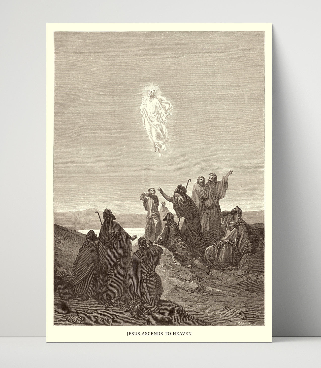 Jesus and Two Disciples Go to Emmaus Luke 24:13-35 Dore Bible Illustration Wall Art 16x20 Unframed Print wall art print