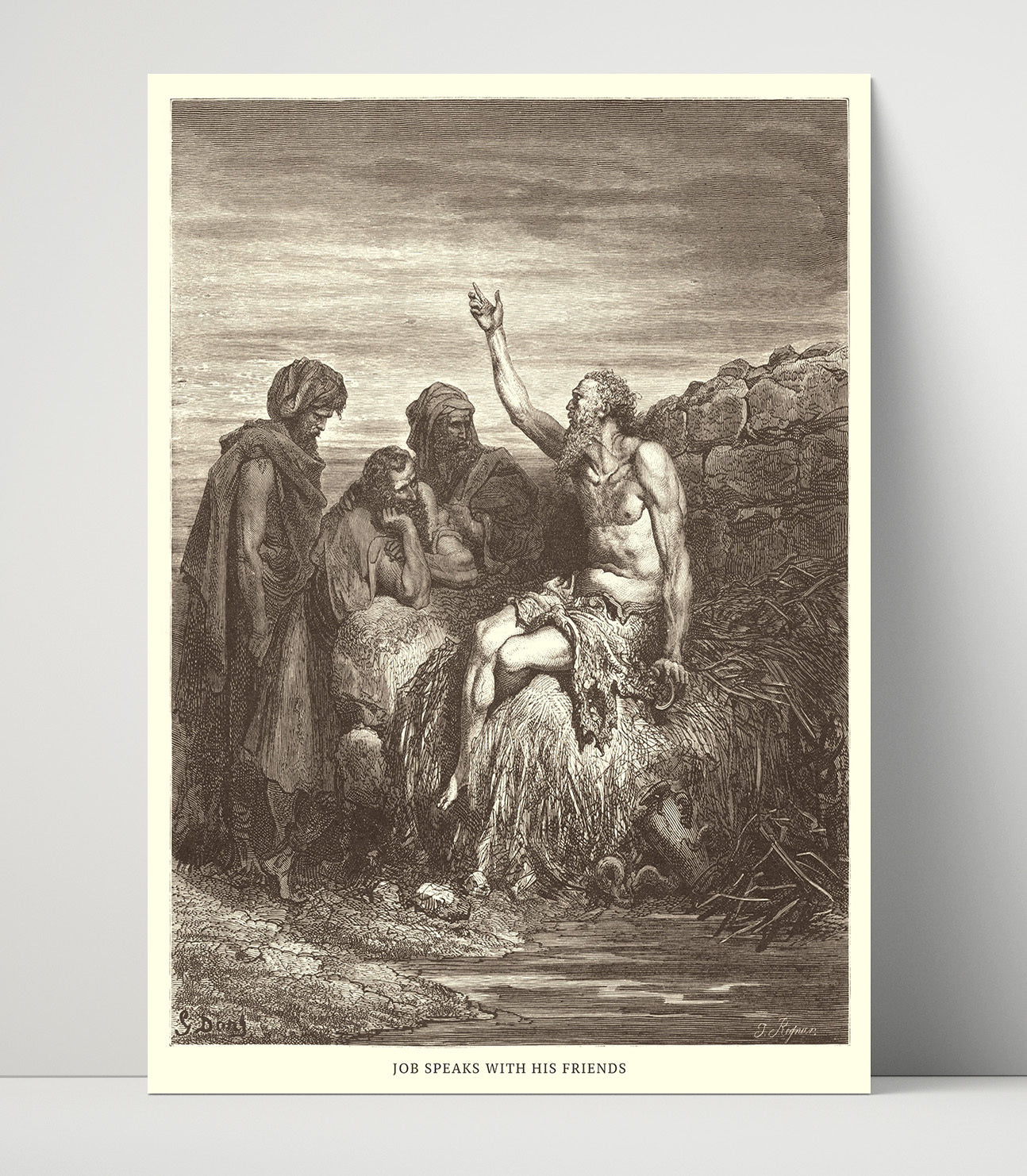 Job Hears of His Misfortunes Job 1:13-22 Dore Bible Illustration Wall Art 16x20 Unframed Print wall art print