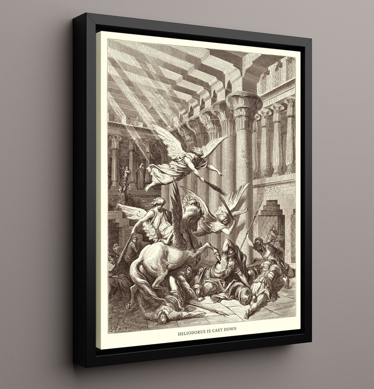 Jonathan Destroys the Temple of Dagon - 1 Maccabees 10:83-84 - Doré - 16x20 Framed Canvas