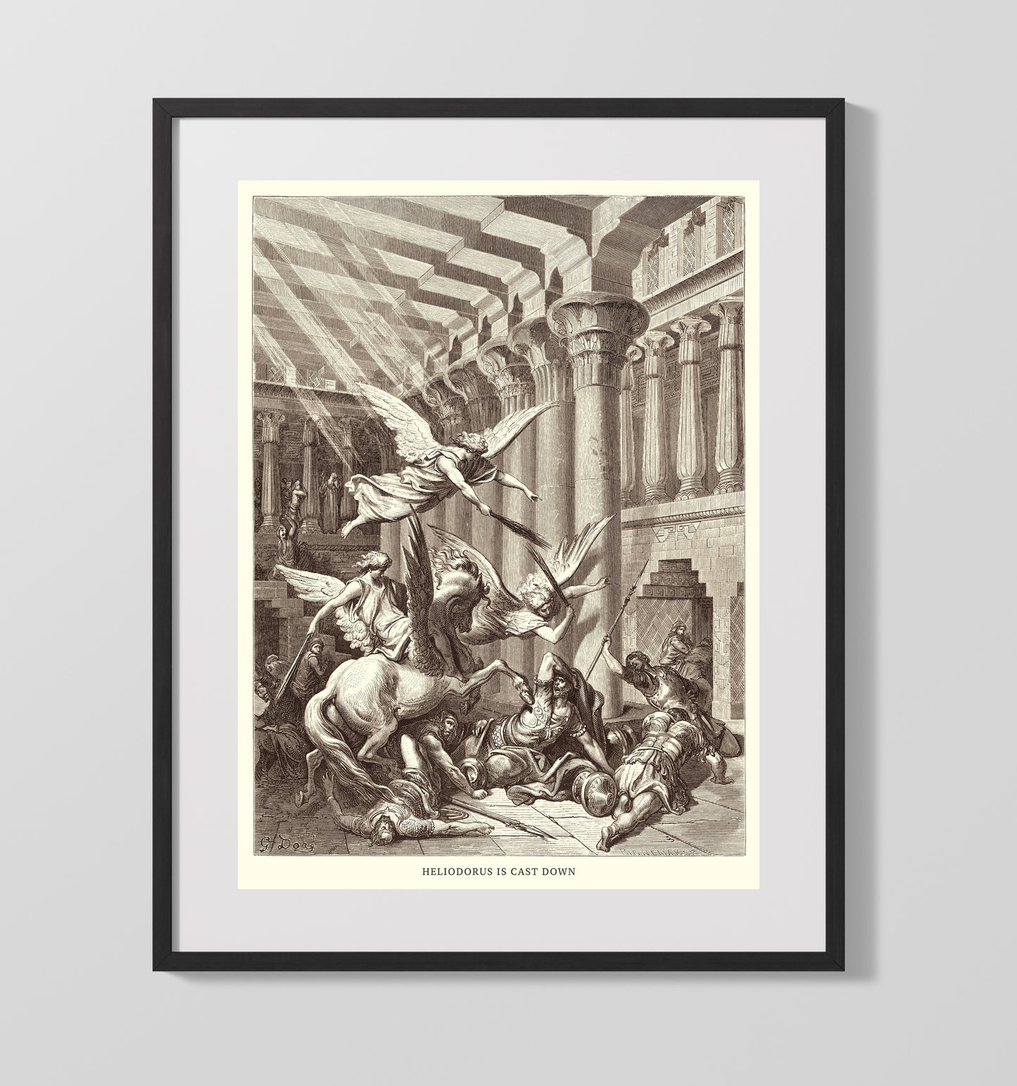 Jonathan Destroys the Temple of Dagon 1 Maccabees 10:83-84 by Gustave Doré 16x20 Gallery Frame Bible illustration wall art