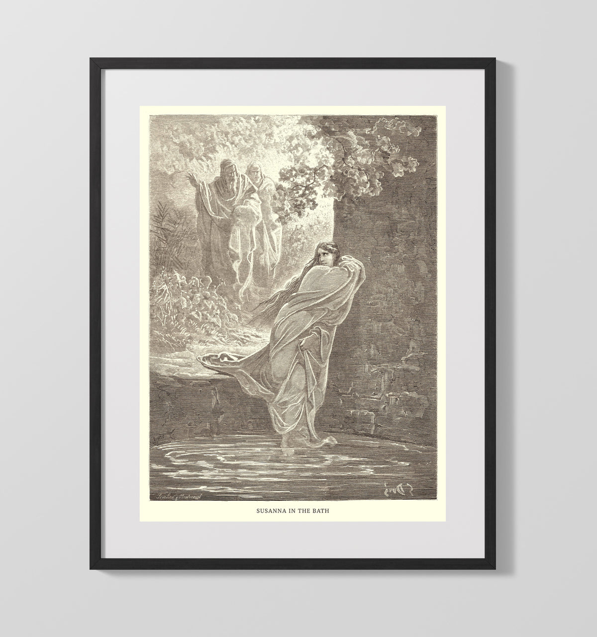 Joseph Leads Mary and Jesus into Egypt Matthew 2:13-15 by Gustave Doré 16x20 Gallery Frame Bible illustration wall art