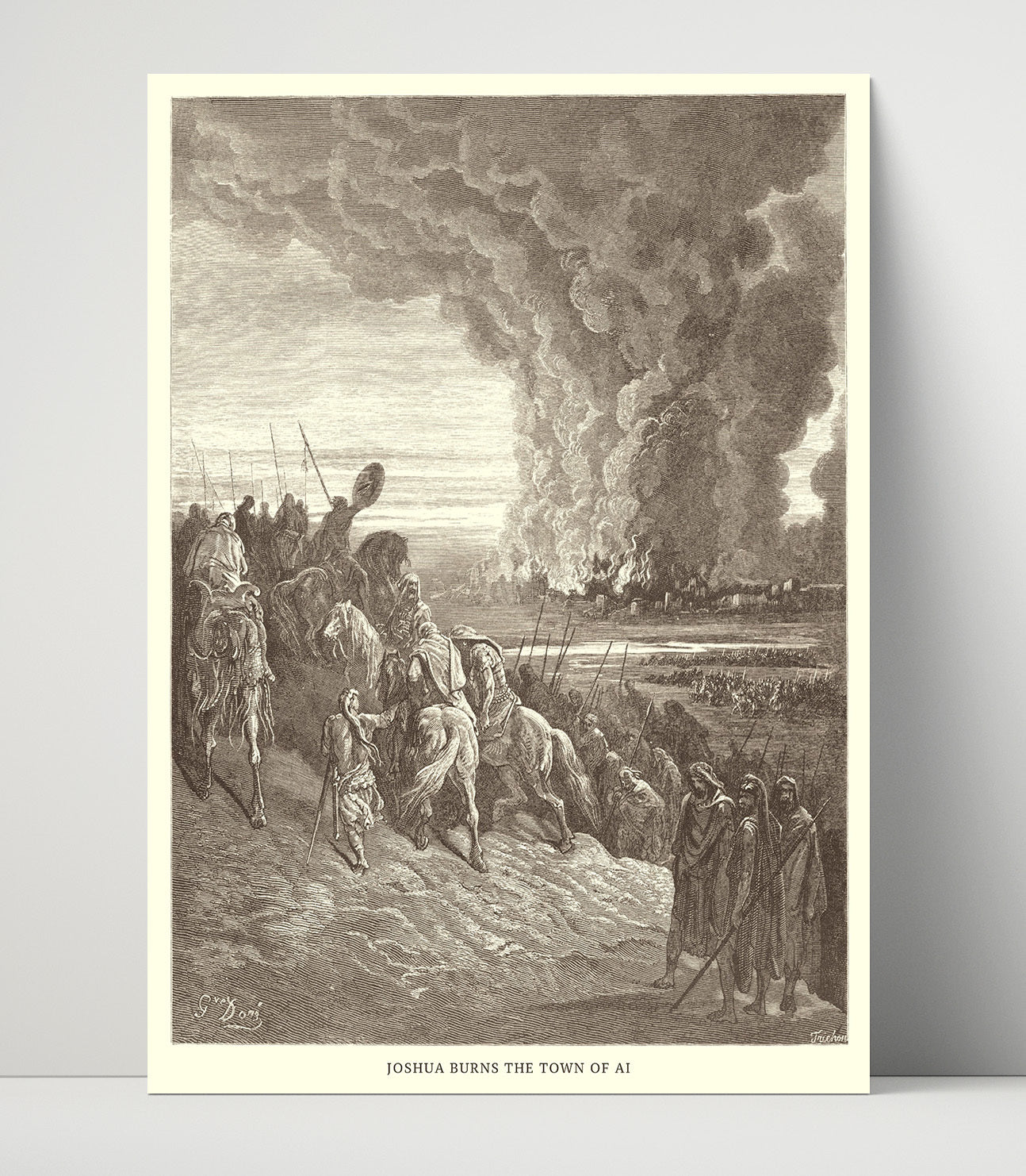 Joshua Burns the Town of Ai Joshua 8:28-29 Dore Bible Illustration Wall Art 16x20 Unframed Print wall art print