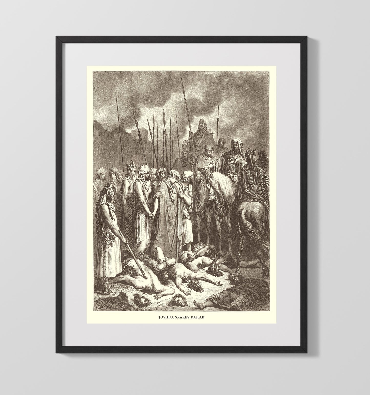 Joshua Spares Rahab Joshua 6:22-25 by Gustave Doré 16x20 Gallery Frame Bible illustration wall art
