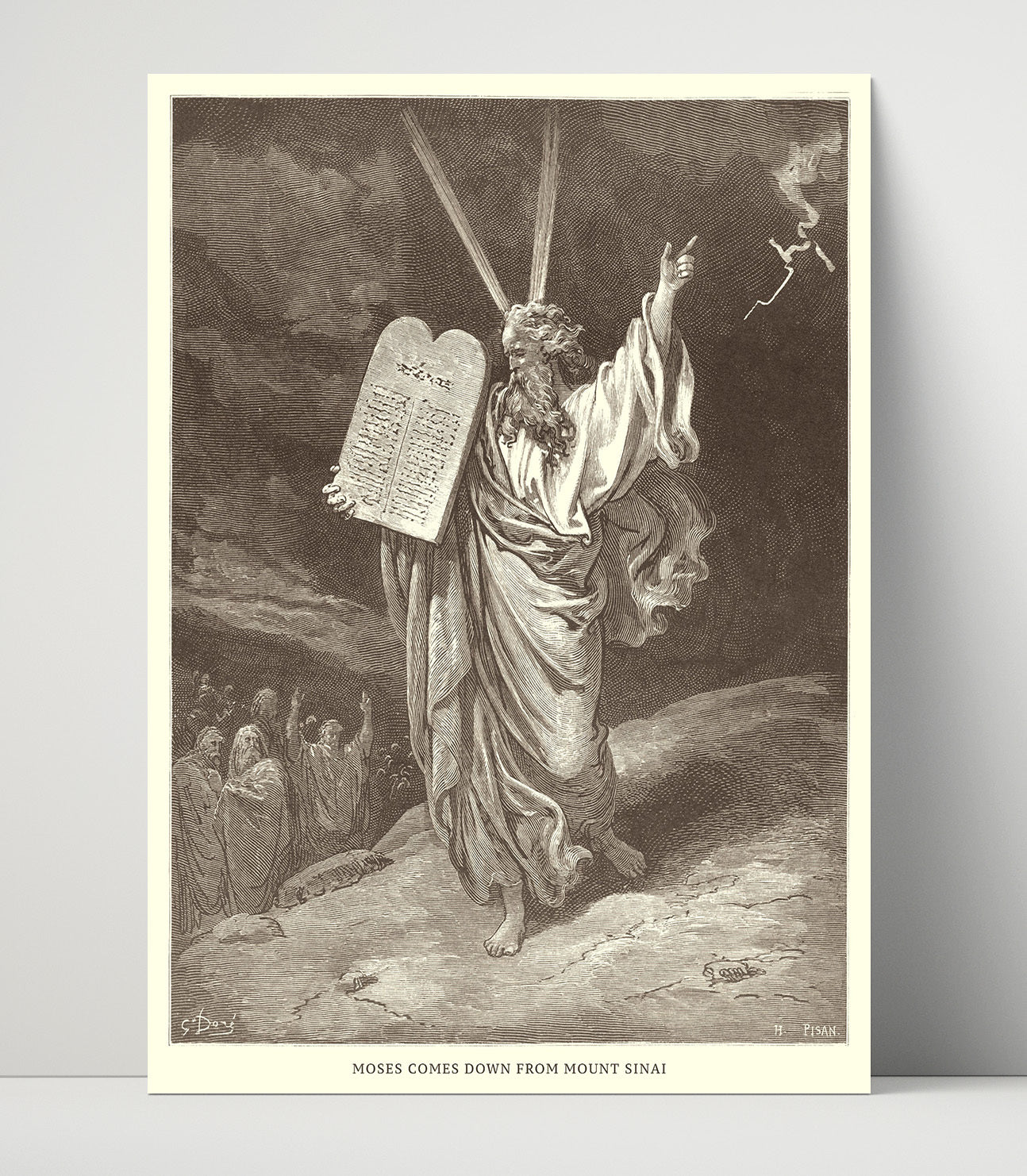 Moses Comes Down from Mount Sinai Exodus 34:29-35 Dore Bible Illustration Wall Art 16x20 Unframed Print wall art print