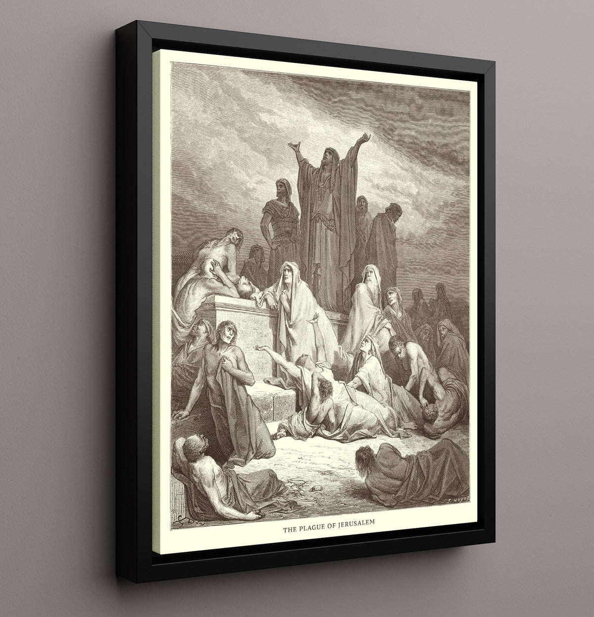 Nehemiah Views the Ruins of Jerusalem's Walls - Nehemiah 2:11-15 - Doré - 16x20 Framed Canvas