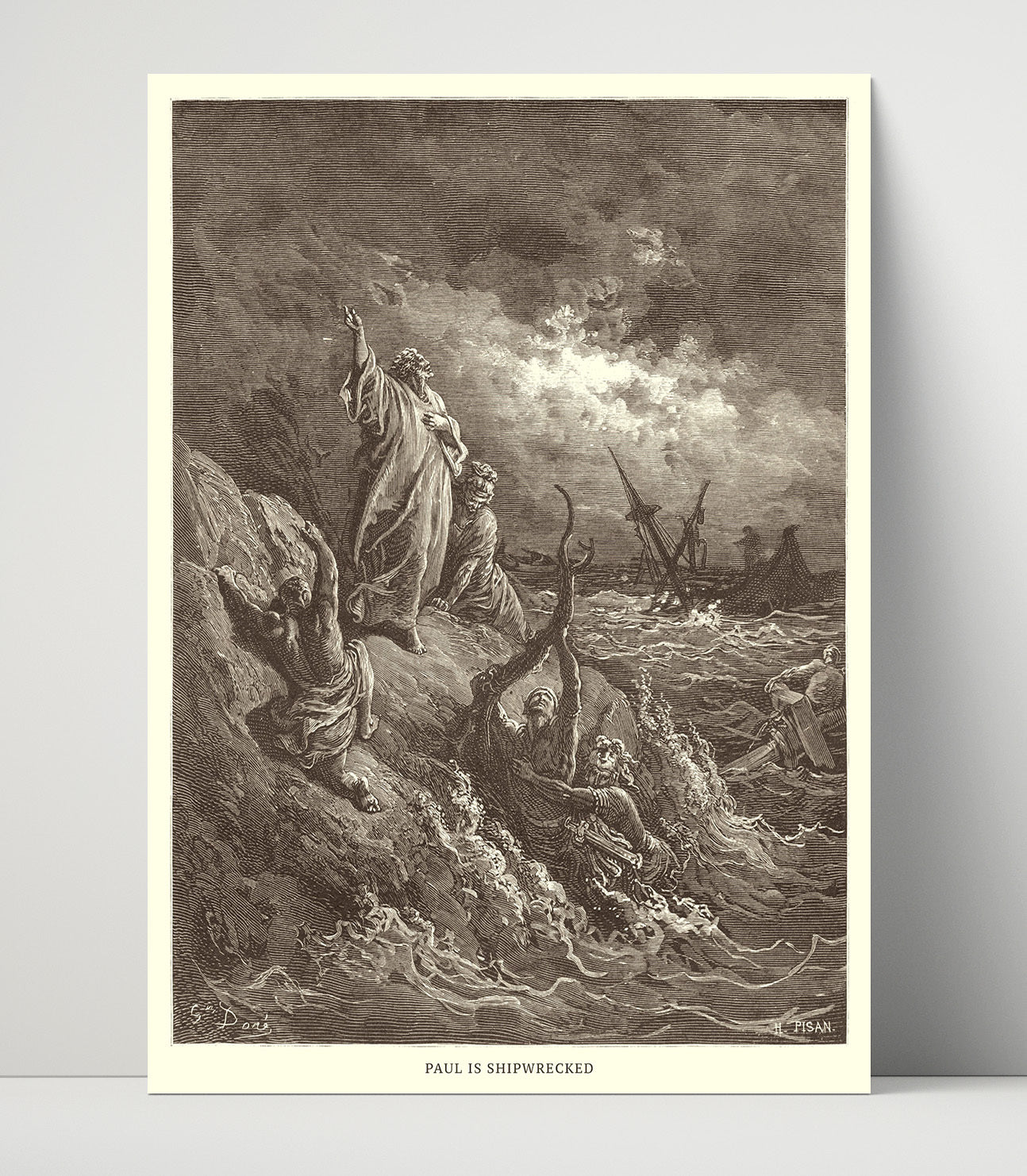 Paul Is Rescued from the Crowd Acts 21:27-40 Dore Bible Illustration Wall Art 16x20 Unframed Print wall art print