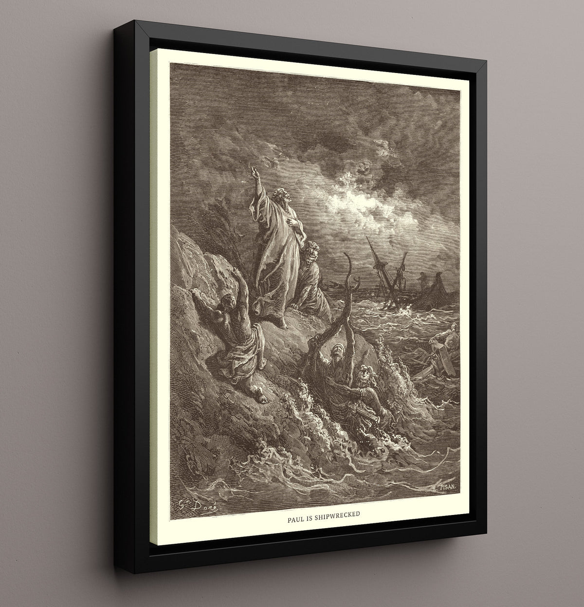 Paul Is Rescued from the Crowd - Acts 21:27-40 - Doré - 16x20 Framed Canvas