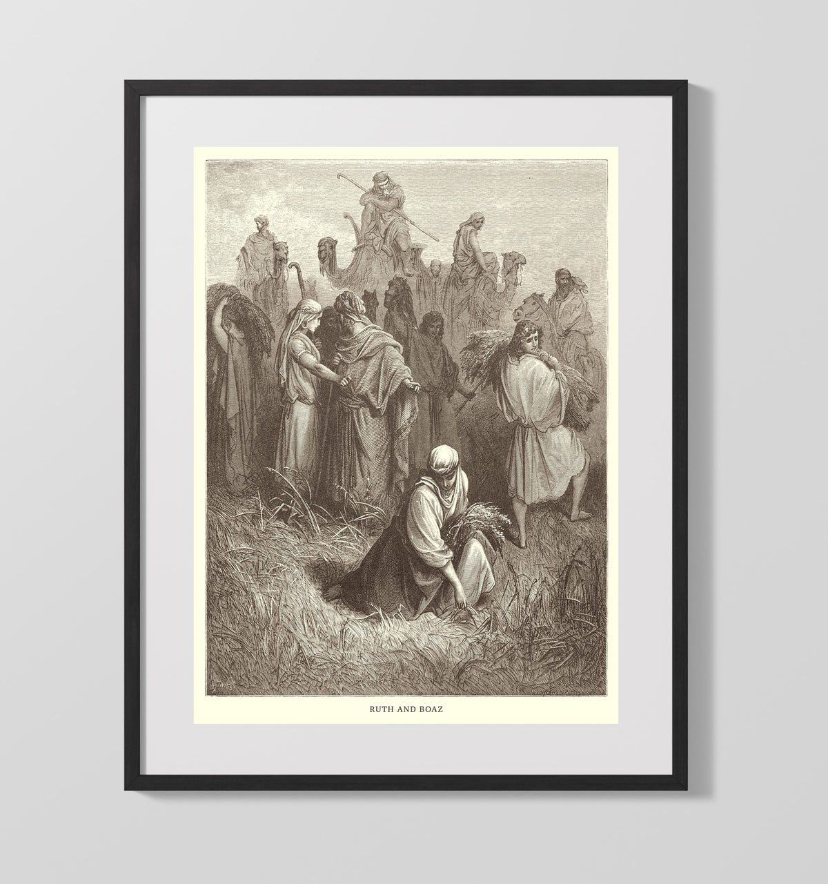 Ruth and Boaz Ruth 2:8-16 by Gustave Doré 16x20 Gallery Frame Bible illustration wall art