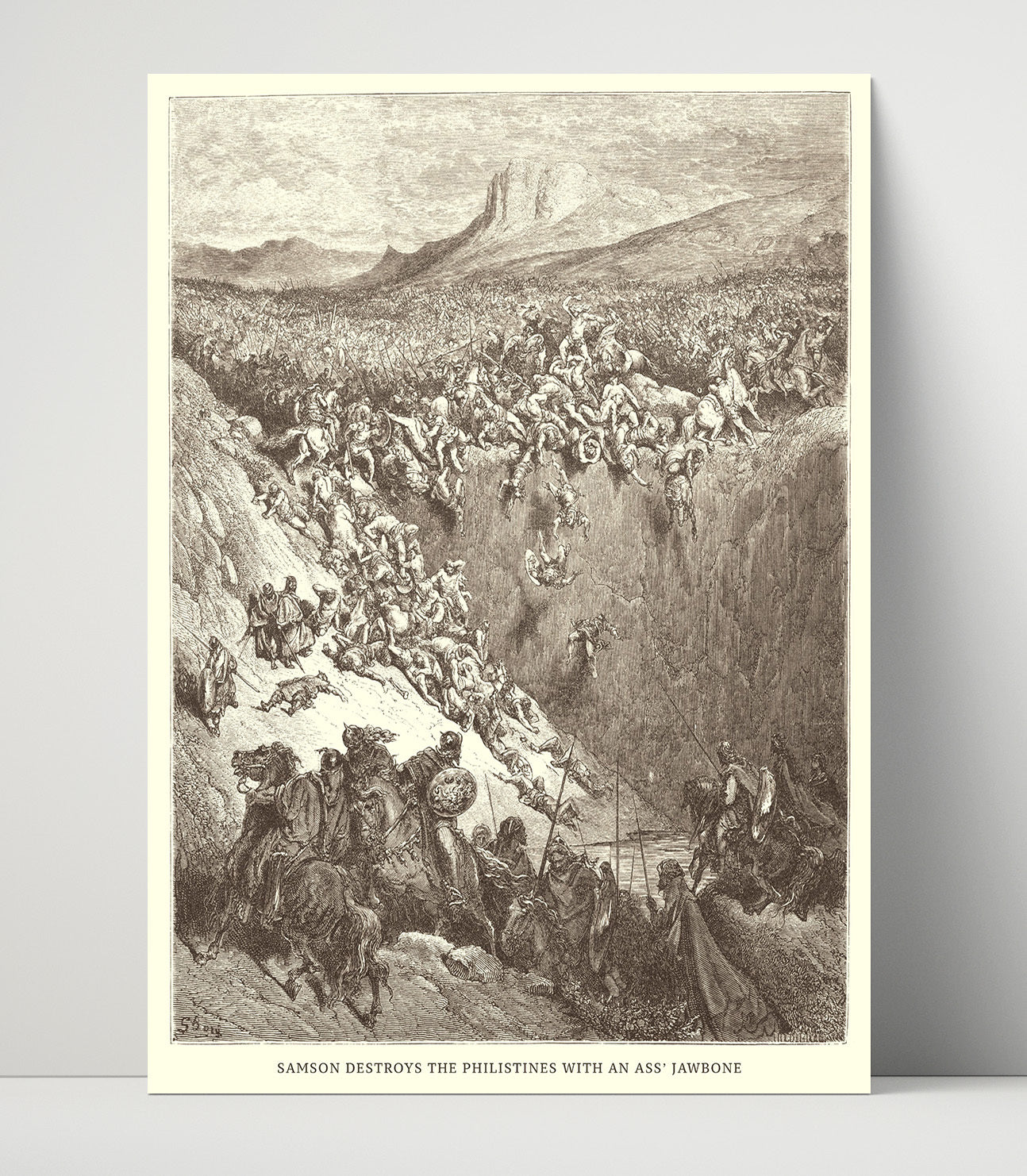 Samson Destroys the Philistines with an Asss Jawbone Judges 15:14-17 Dore Bible Illustration Wall Art 16x20 Unframed Print wall art print