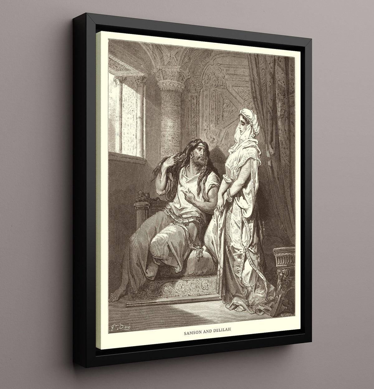 Samson and Delilah - Judges 16:4-21 - Doré - 16x20 Framed Canvas