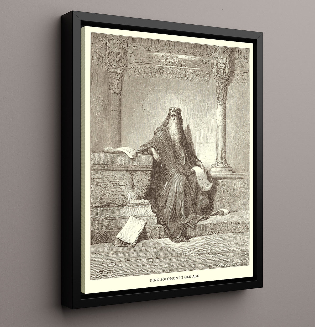 Solomon Receives the Queen of Sheba - 1 Kings 10:1-13 - Doré - 16x20 Framed Canvas