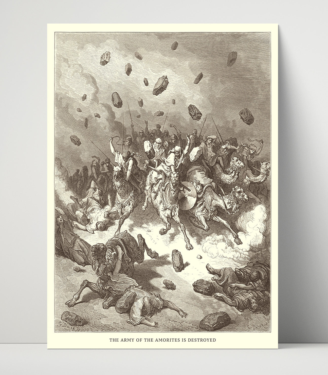The Army of the Amorites Is Destroyed Joshua 10:11 Dore Bible Illustration Wall Art 16x20 Unframed Print wall art print