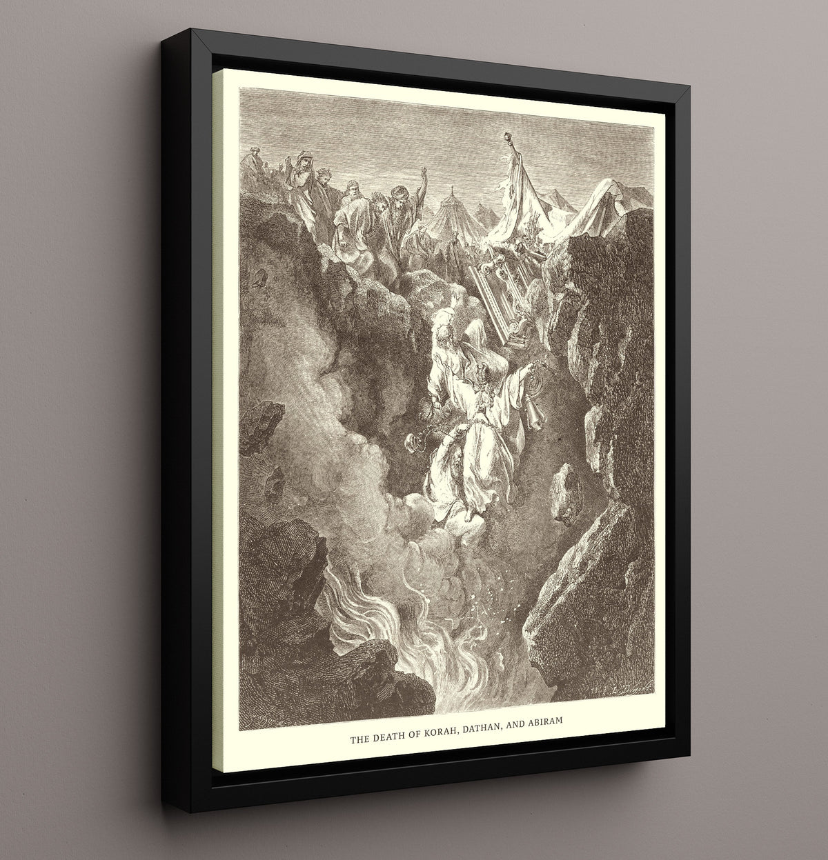 The Death of Korah, Dathan and Abiram - Numbers 16:31-35 - Doré - 16x20 Framed Canvas