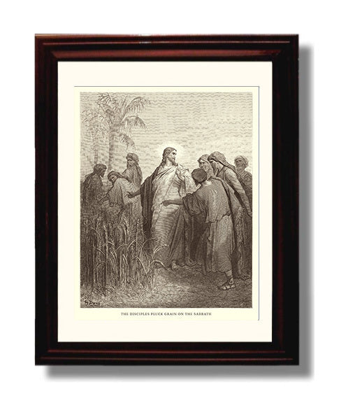 The Disciples Pluck Grain on the Sabbath - Matthew 12:1-8 - Doré - 8x10 Beveled Frame