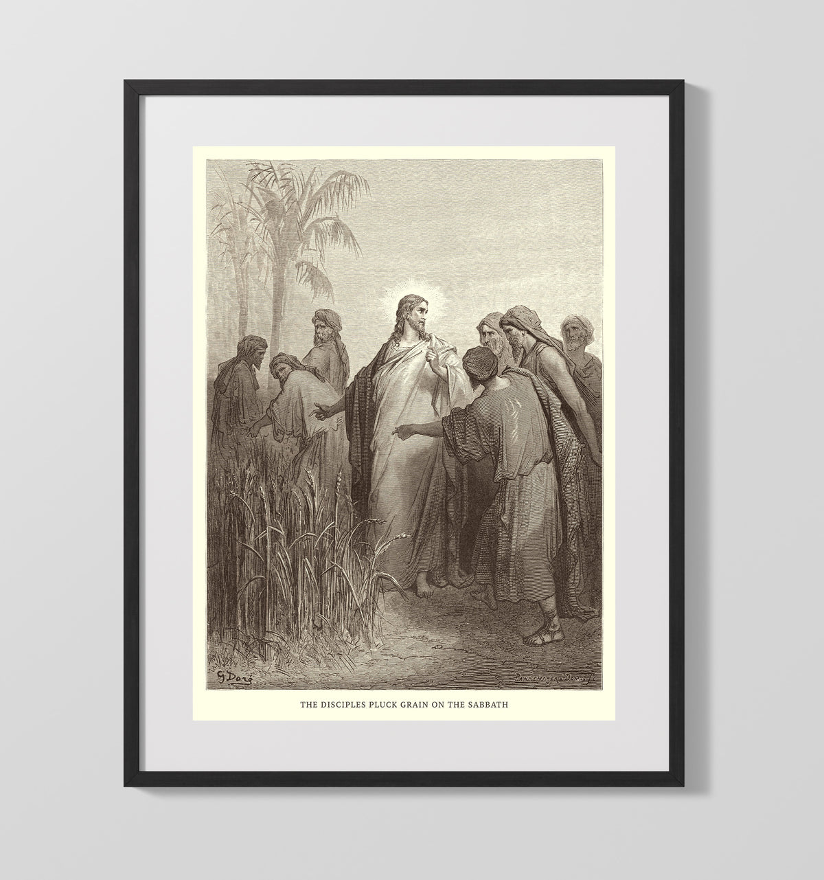 The Disciples Pluck Grain on the Sabbath Matthew 12:1-8 by Gustave Doré 16x20 Gallery Frame Bible illustration wall art