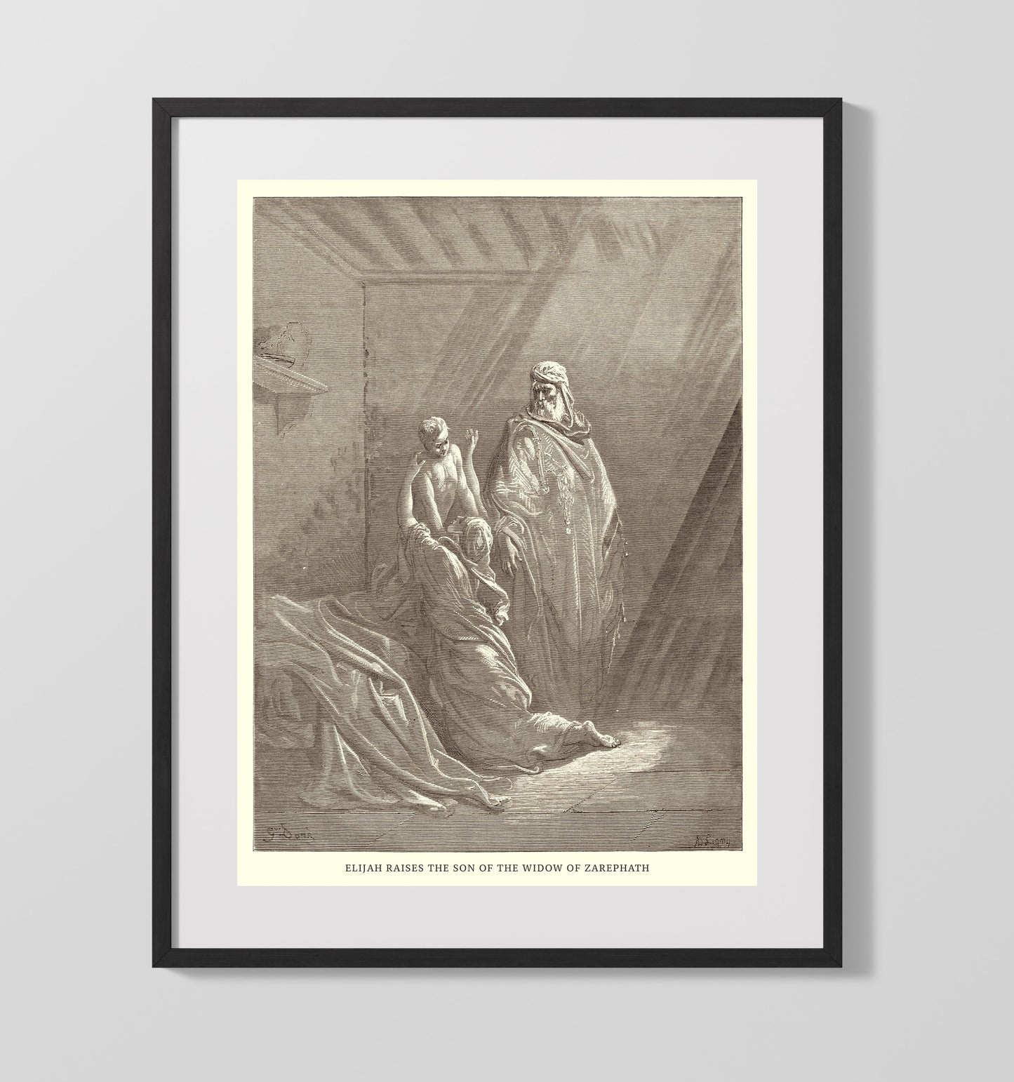 The Disobedient Prophet Is Slain by a Lion 1 Kings 13:23-30 by Gustave Doré 16x20 Gallery Frame Bible illustration wall art