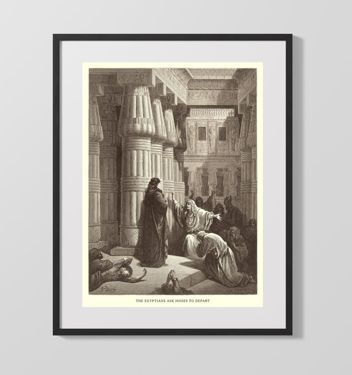 The Egyptians Ask Moses to Depart Exodus 12:31-36 by Gustave Doré 16x20 Gallery Frame Bible illustration wall art