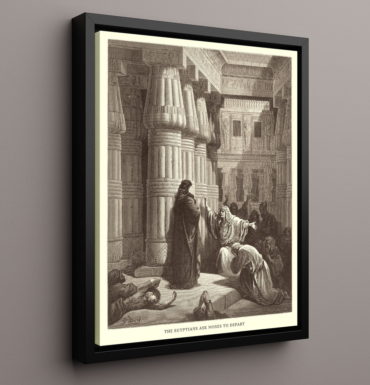 The Egyptians Ask Moses to Depart - Exodus 12:31-36 - Doré - 16x20 Framed Canvas