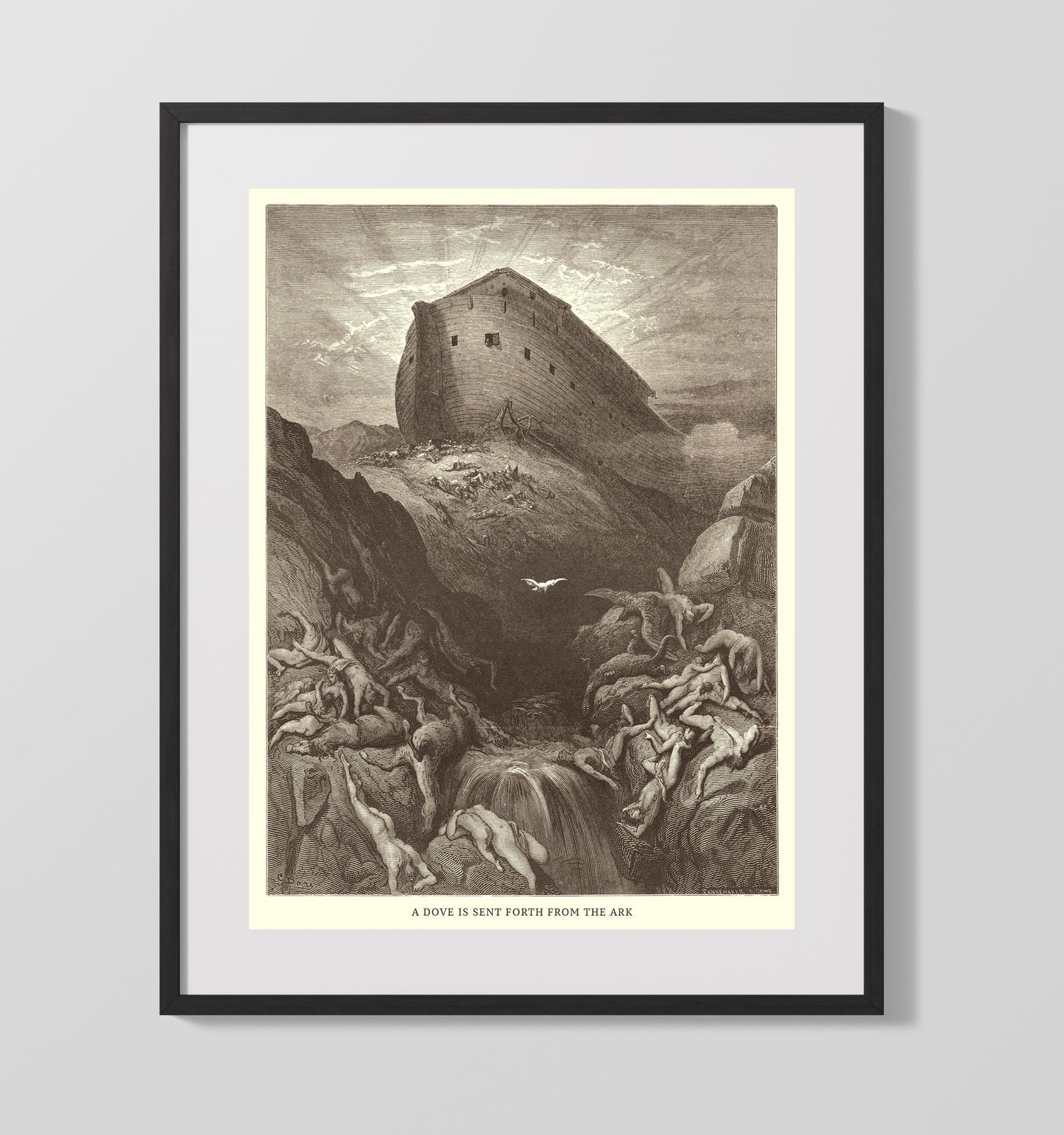 The Great Flood Genesis 7:17-24 by Gustave Doré 16x20 Gallery Frame Bible illustration wall art