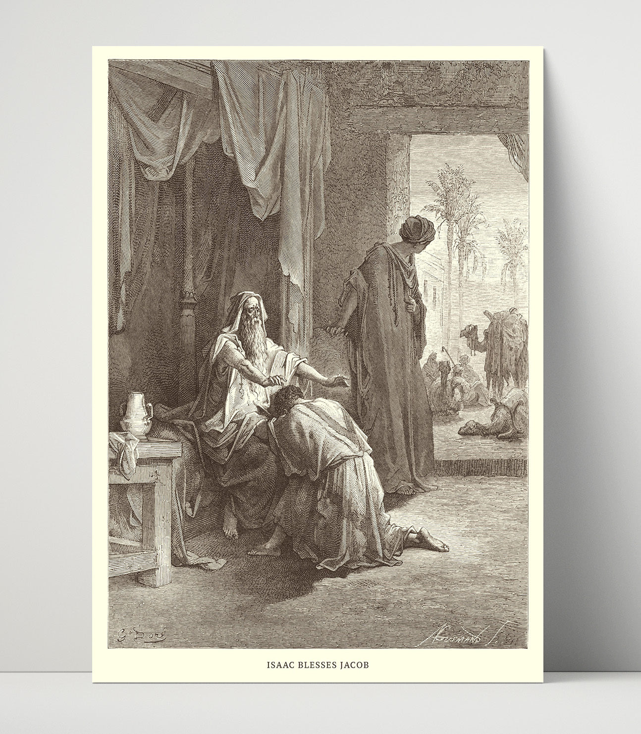 The Meeting of Isaac and Rebekah Genesis 24:61-67 Dore Bible Illustration Wall Art 16x20 Unframed Print wall art print