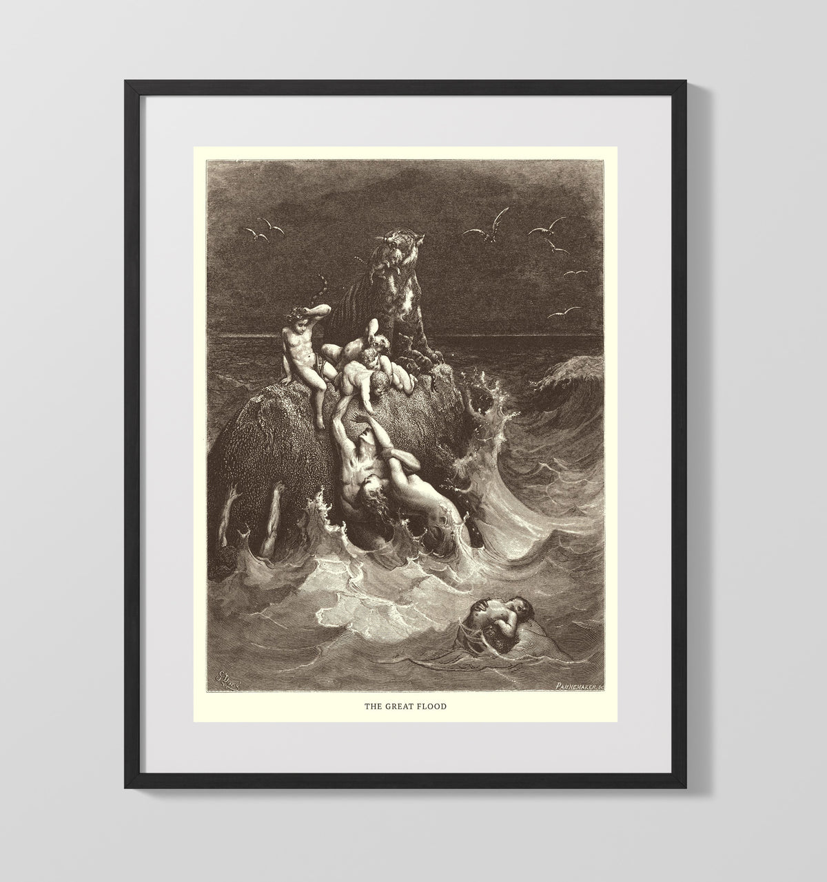The World Is Destroyed by Water Genesis 7:17-24 by Gustave Doré 16x20 Gallery Frame Bible illustration wall art