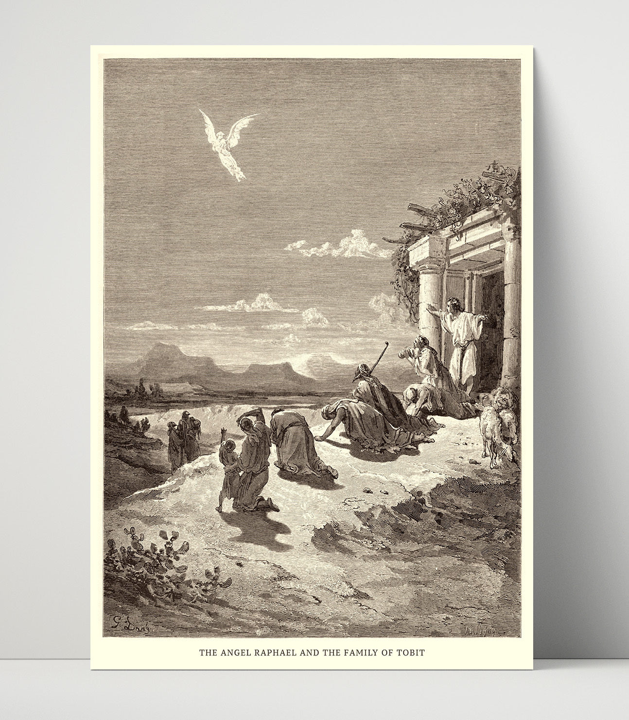 Tobias and the Angel Tobit 6-1-9 Dore Bible Illustration Wall Art 16x20 Unframed Print wall art print