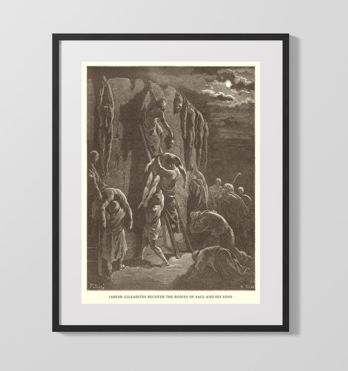 Zedekiah's Sons Are Slaughtered Before His Eyes 2 Kings 25:7 by Gustave Doré 16x20 Gallery Frame Bible illustration wall art