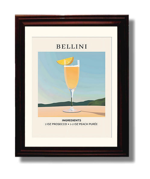 Bellini 8x10 Black Matted Beveled Frame cocktail recipe wall art