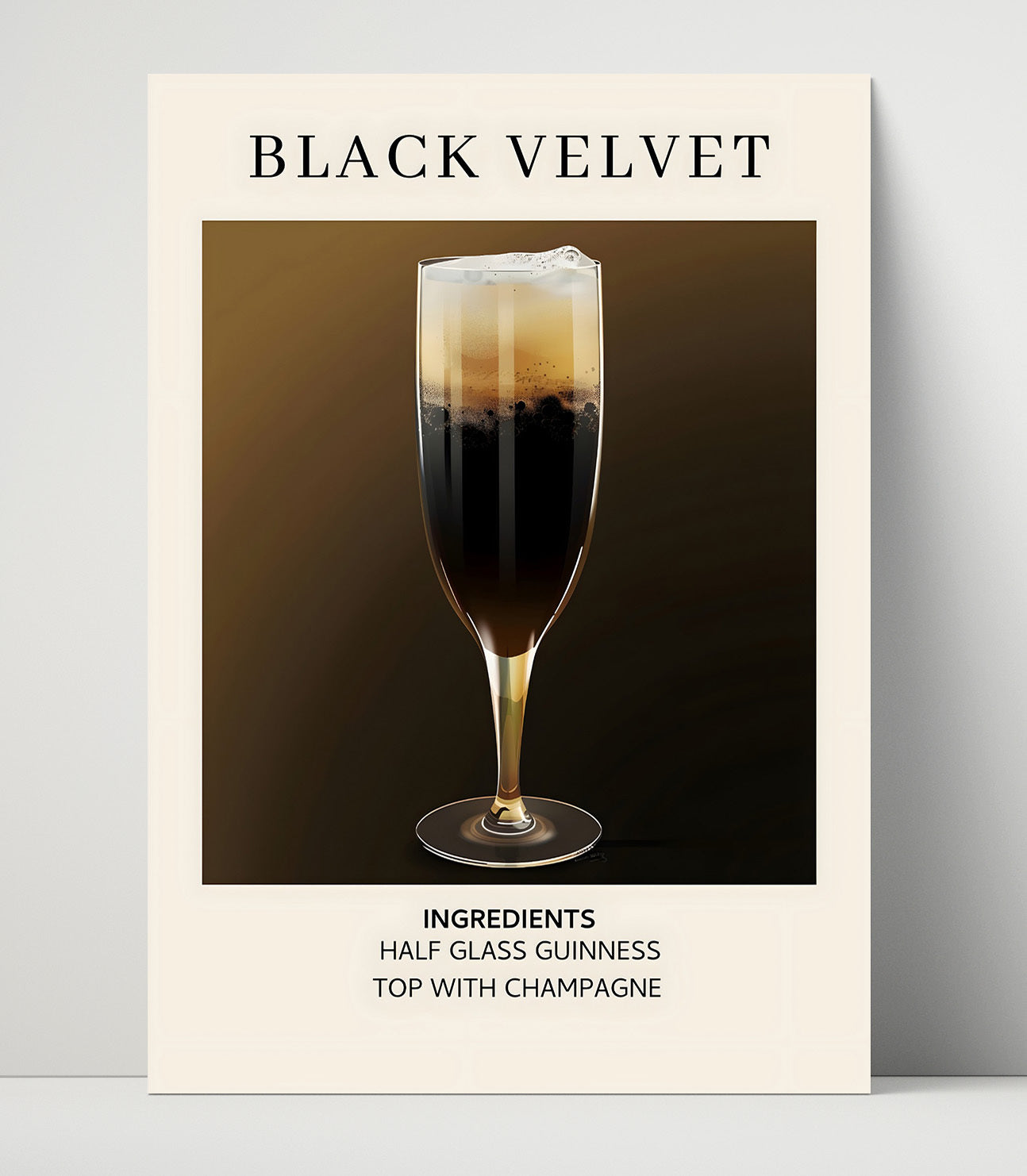 Black Velvet Beer Champagne Unframed Print 16x20 wall art print – Drink Recipes decor
