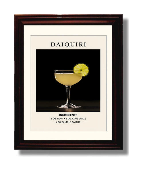 Daiquiri 8x10 Black Matted Beveled Frame cocktail recipe wall art