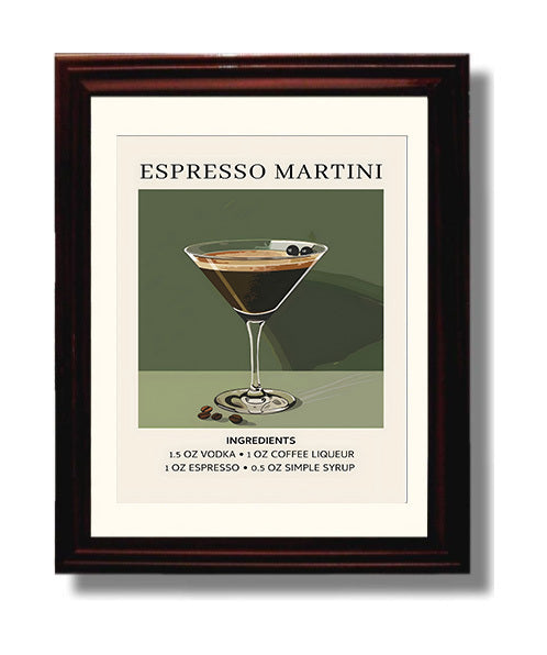 Espresso Martini 8x10 Black Matted Beveled Frame cocktail recipe wall art
