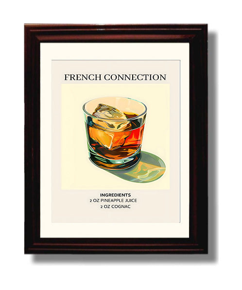 French Connection 8x10 Black Matted Beveled Frame cocktail recipe wall art
