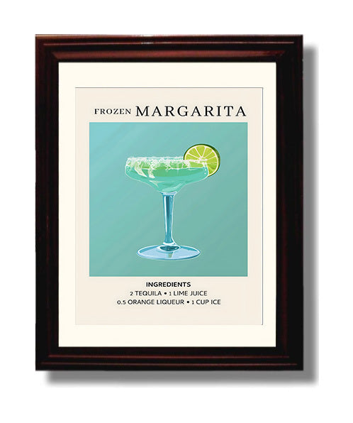 Frozen Margarita 8x10 Black Matted Beveled Frame cocktail recipe wall art