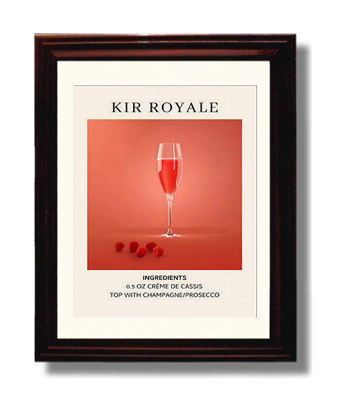 Kir Royale 8x10 Black Matted Beveled Frame cocktail recipe wall art