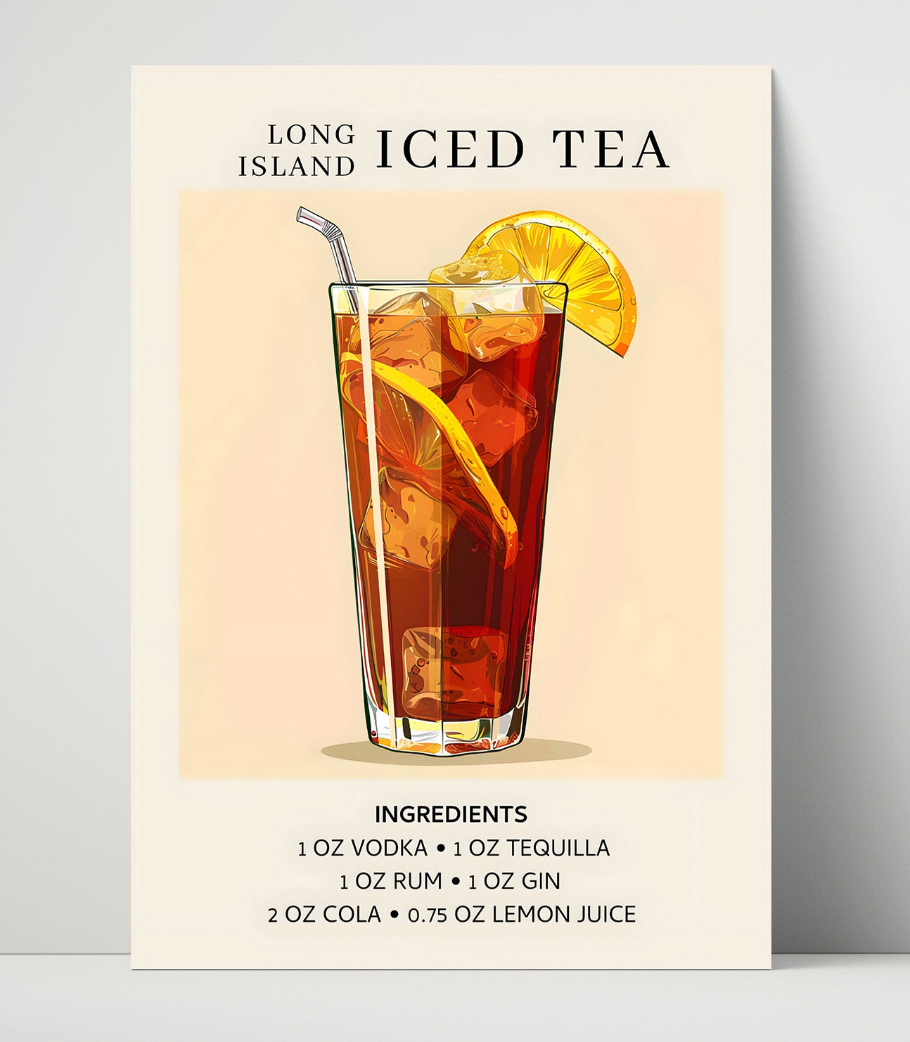 Long Island Iced Tea Cocktail Unframed Print 16x20 wall art print – Drink Recipes decor