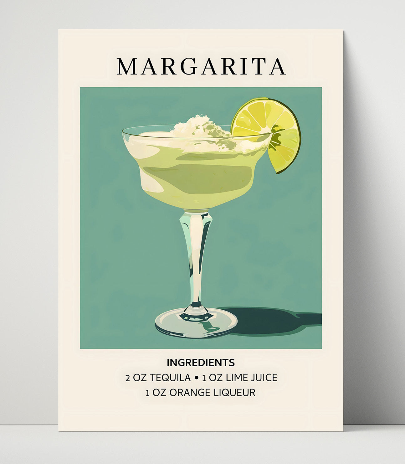 Margarita Classic Tequila Cocktail Unframed Print 16x20 wall art print – Drink Recipes decor