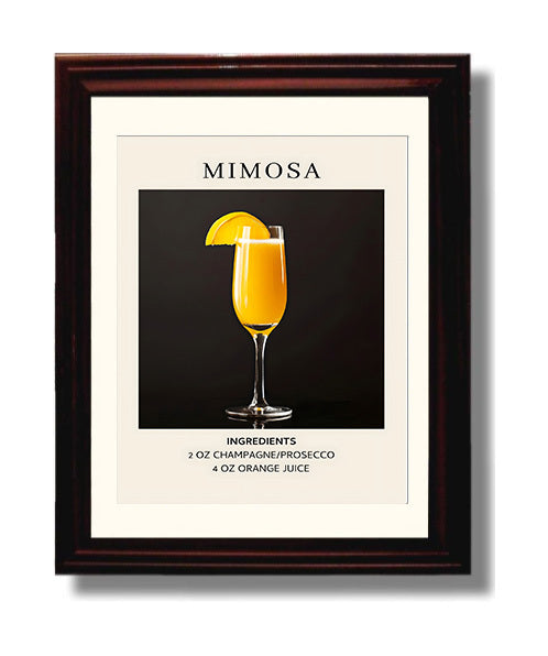 Mimosa 8x10 Black Matted Beveled Frame cocktail recipe wall art