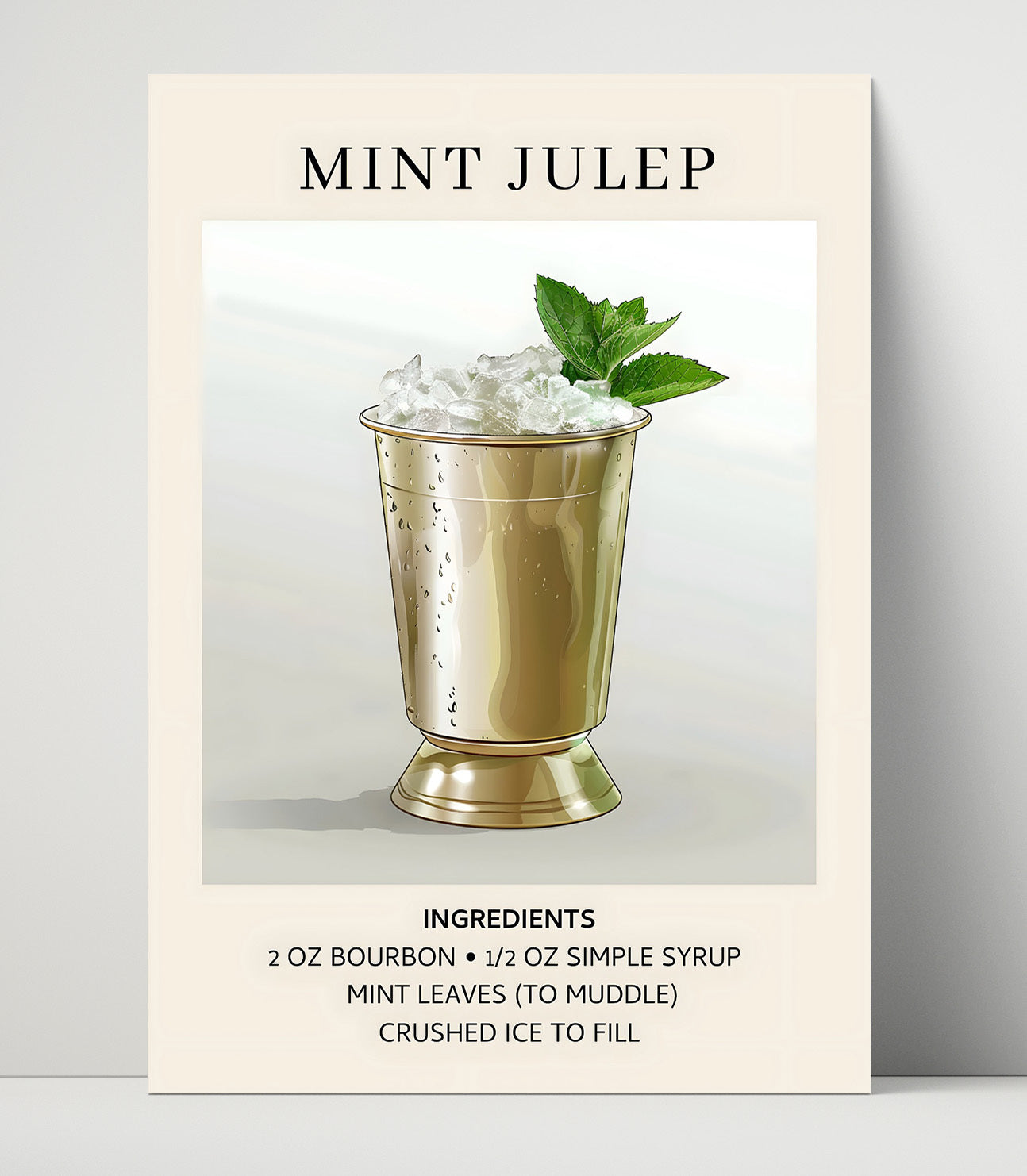 Mint Julep Kentucky Classic Unframed Print 16x20 wall art print – Drink Recipes decor