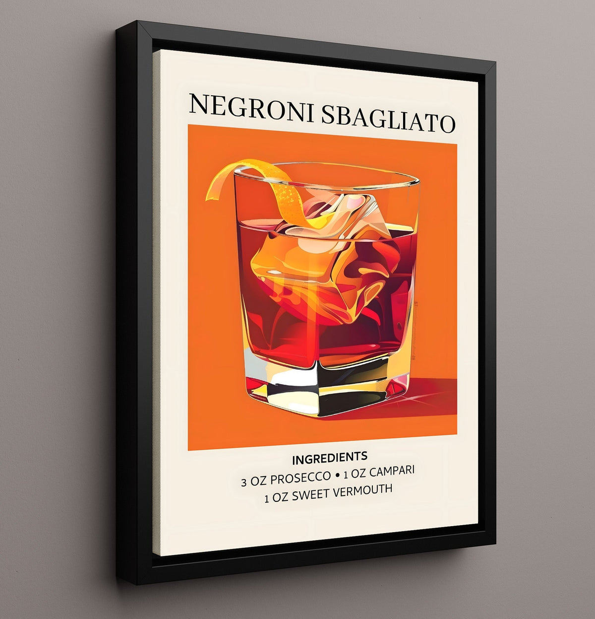 Negroni Sbagliato 8x10 Framed Canvas cocktail recipe wall art