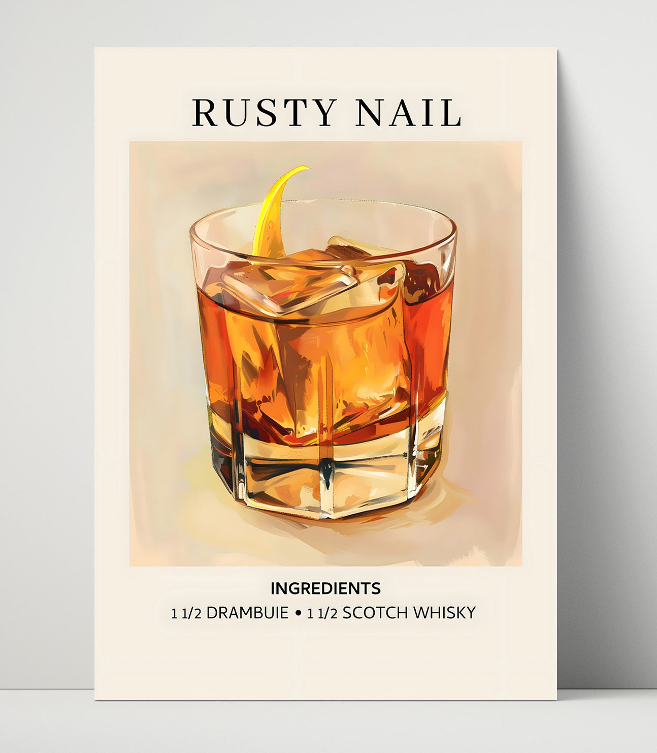 Rusty Nail Scotch and Drambuie Unframed Print 16x20 wall art print – Drink Recipes decor